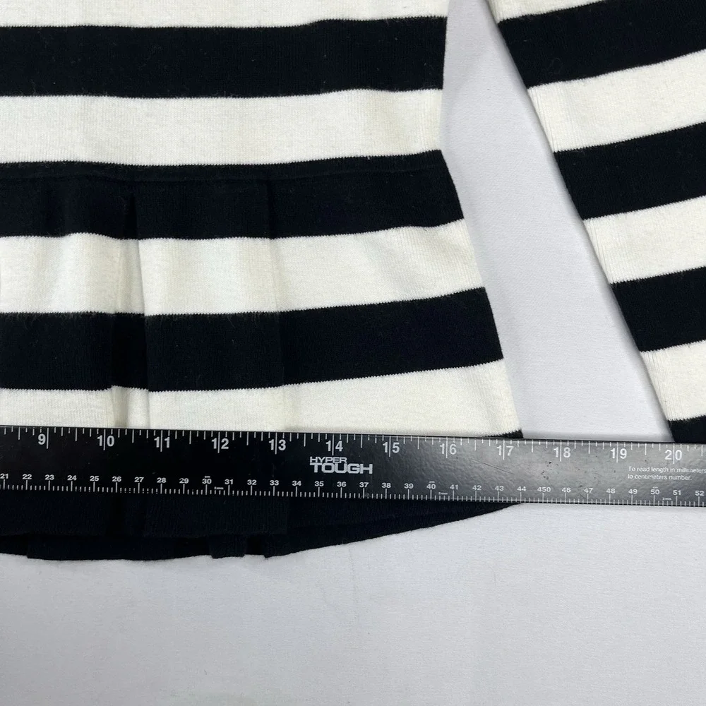 Banana Republic Women Small Black White Striped Peplum Knit Sweater Long Sleeve - Picture 12 of 16